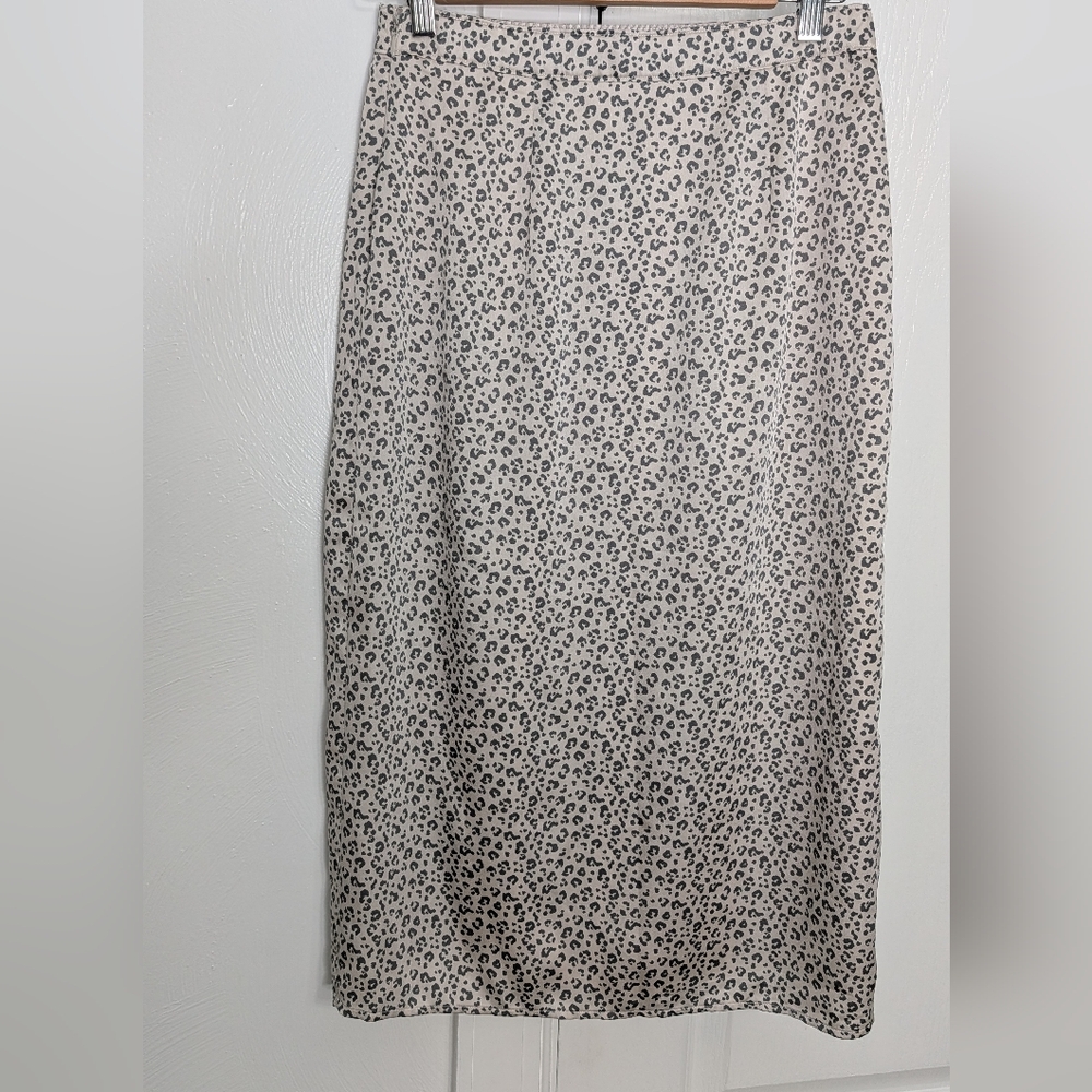 Abercrombie & Fitch Neutral Leopard Print Midi Skirt